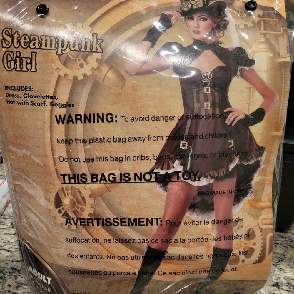 Steampunk Girl Costume Dress and Accessories - Black/Brown